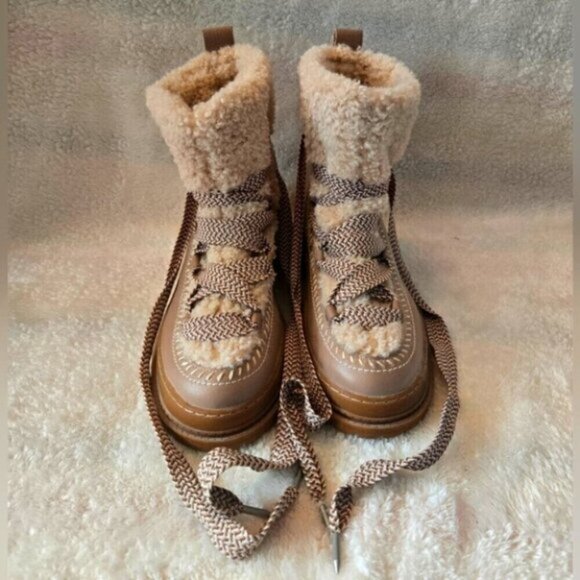 Women's Splendid Tan Shearling Lace-Up Boots - Picture 2 of 5